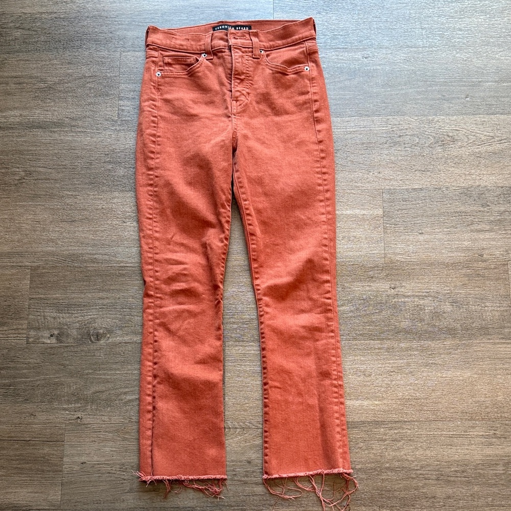 Veronica Beard Flare Jeans in Rust Orange